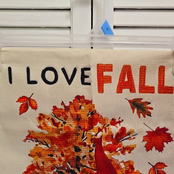 NEW "I LOVE FALL MOST OF ALL" FLORAL GNOME POLYESTER LINEN PILLOW COVER 18" - Picture 3 of 9